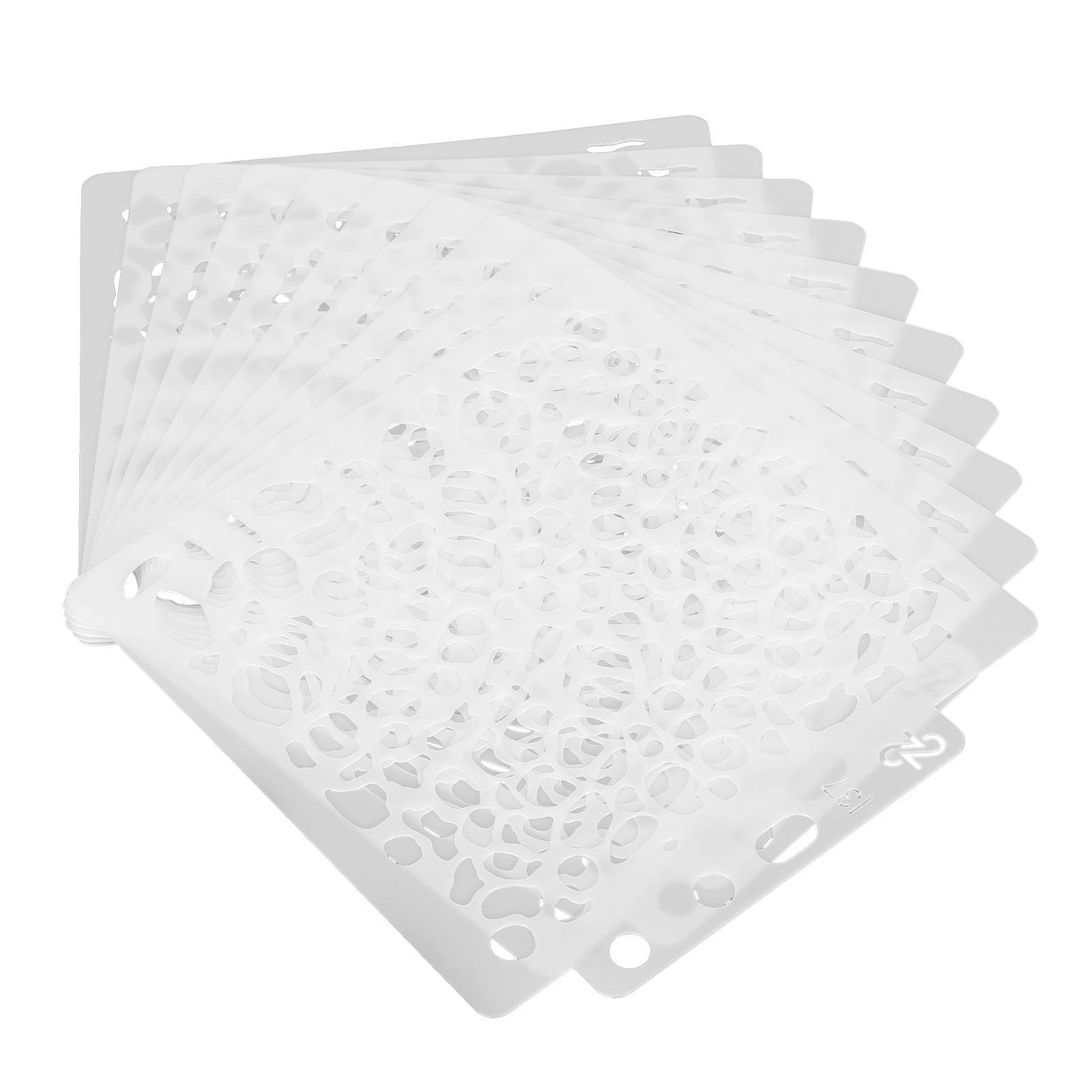 

10Pcs Layering Stencils 14x12.8cm Reusable Hollow PET Painting Embossing Templates S137