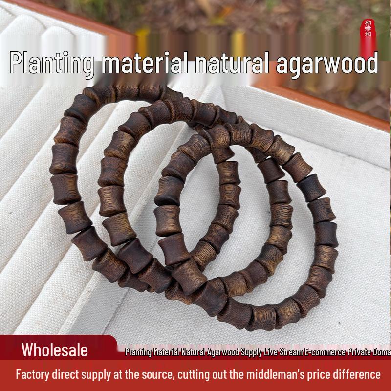Hainan Agarwood Beads 8x8mm Bamboo Section Single Loop in Stock 8mm
