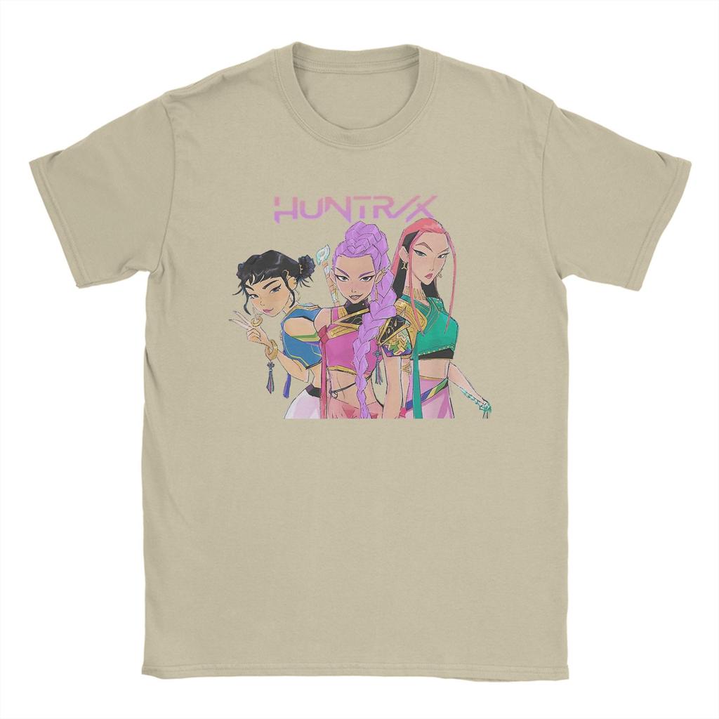 Men's T-Shirt Rumi Mira Zoey HUNTRIX Kpop Demon Hunters Cool Pure Cotton Tees Short Sleeve T Shirt O Neck Clothes Plus Size
