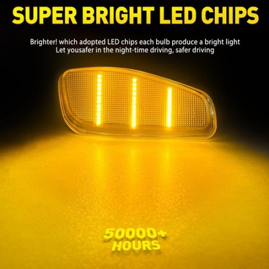 2x Amber LED Side Marker Lights Fender Lamps Clear For 2015- Jeep Renegade A