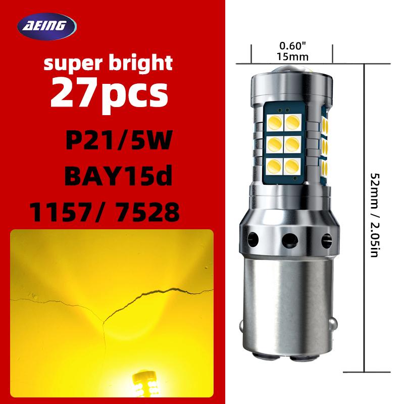 2pcs P21/5W Car LED DRL Blubs Daytime Running Light BAY15d 1157 7528 Canbus Error Free For Jeep Renegade SUV BU B1 2014-2020