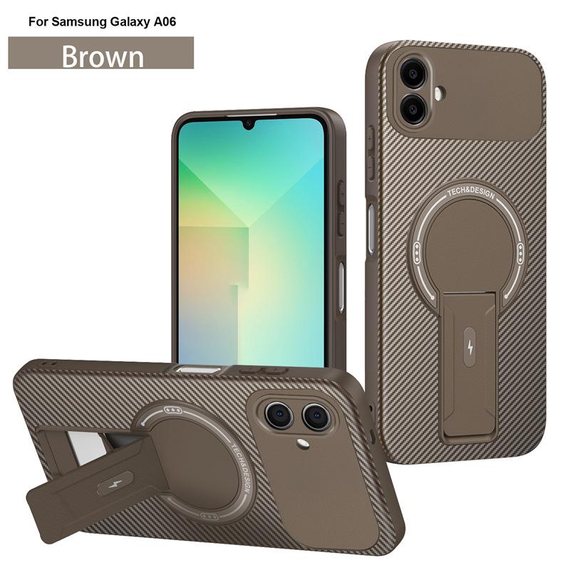 Suitable for Samsung S25 Ultra Carbon Fiber Stand Mobile Phone Case Galaxy A06 Magnetic Charging Heat Dissipation Case