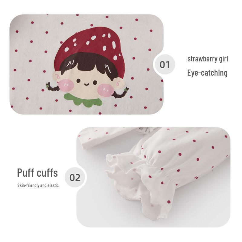 JELLYBABY Girls' Sweet Girl Print Puff Sleeve Long-Sleeve T-Shirt