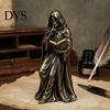 Creepy Tabletop Art Gothic Hooded Reaper Reading Book Resin Statue, Mystical Wizard Skull Figurine Spooky Sculpture Desktop Bookshelf Decor,