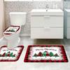 4Pcs Bathroom Shower Curtain Set  Merry Christmas Red Buffalo Plaid Bathroom Curtain With 12 Hooks Non Slip Rugs Toilet Cover Mat Bathroom Partition