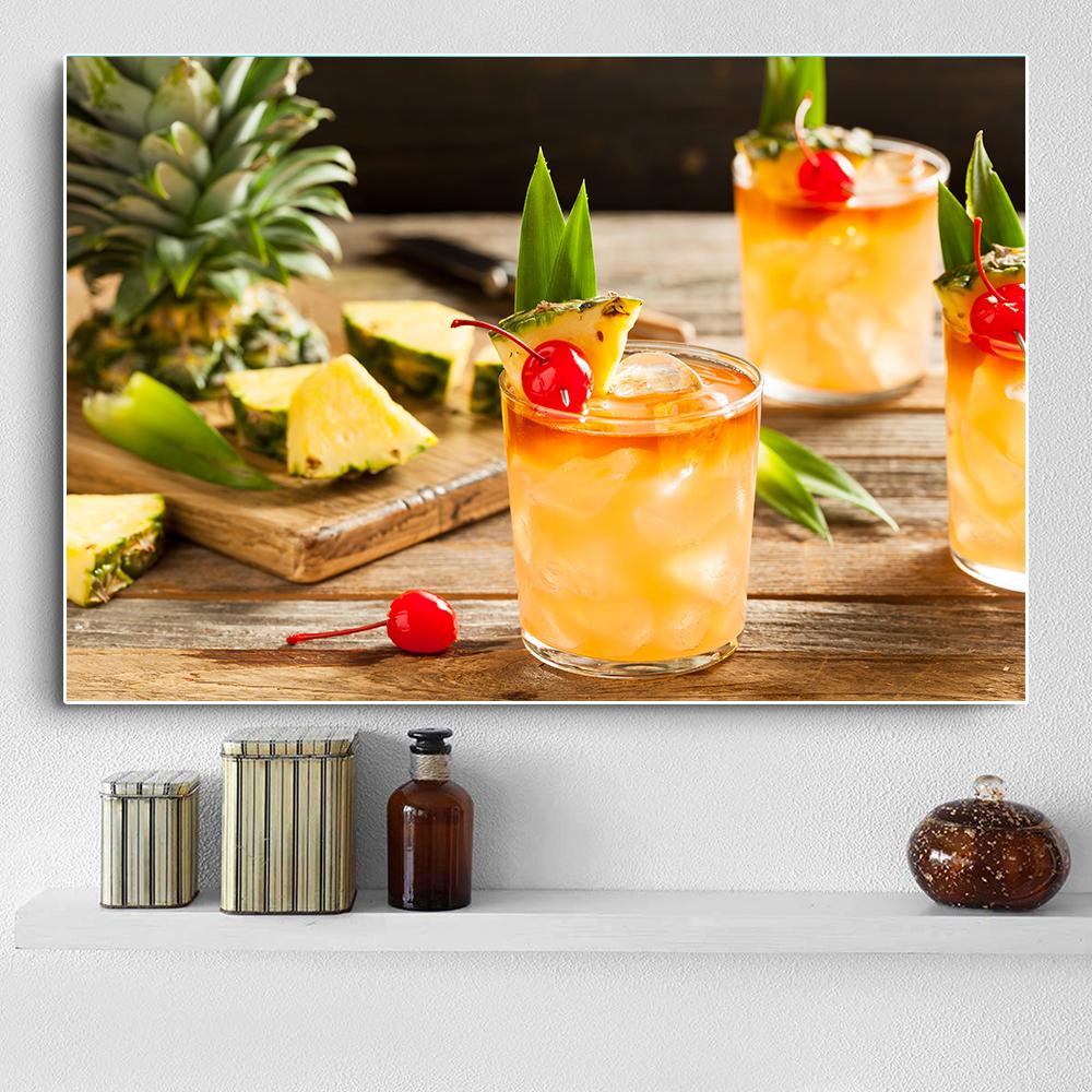 Modern Fresh Fruit Juices and Cocktails Canvas Painting Summer Sea Wall Picture Posters and Prints for Living Room Decor Cuadros
