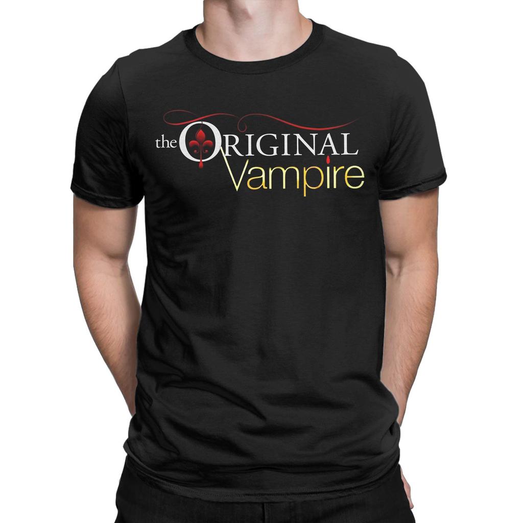 Vampire Diaries Damon Salvatore T-shirt för män Bomull Nyhet T-shirts Rundhals T-shirts Kortärmad Kläder Plus Size