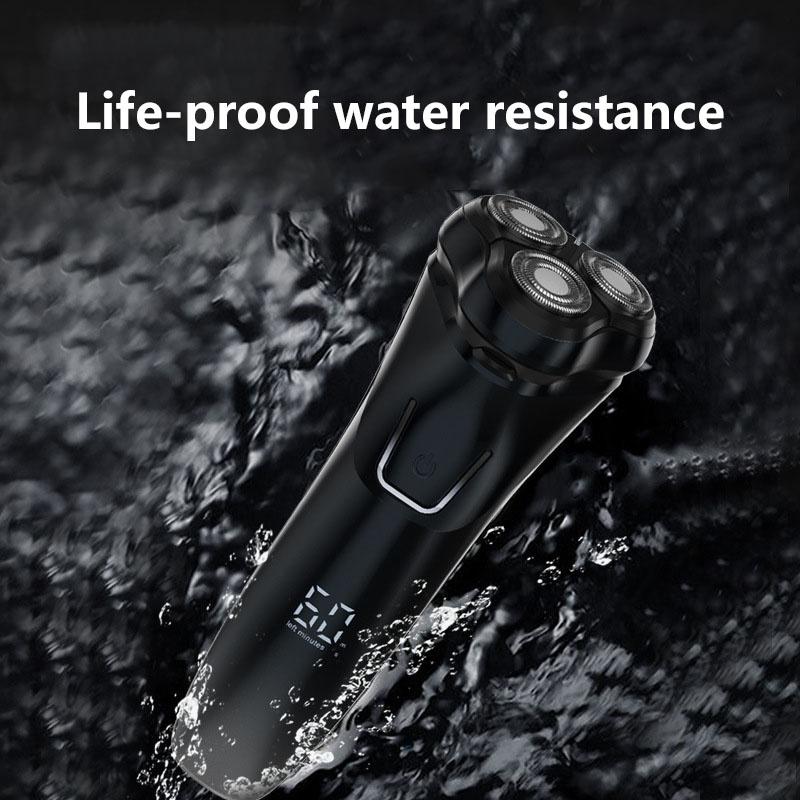 High-Quality USB Rechargeable Electric Shaver for Men Fully Waterproof Triple Blade System Digital Battery Indicator Multi-Function Shaver