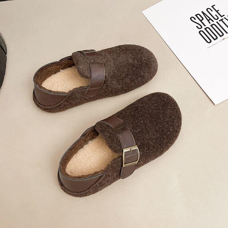 Warm two wear fleece warm stomping season lazy two wear casual fashion pedal Birkenstock fleece women's shoes