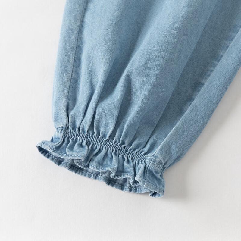 DAVE & BELLA Girls' Lace Trim Denim Harem Pants