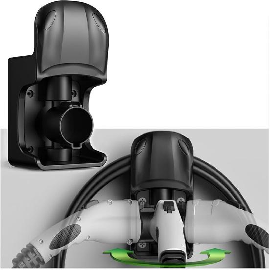 EV Charger Holder Wall Mount, EV Charging Cable Holder For Electric Vehicle Mobile Connector Organizer, Upgraded Rotatable J1772 Plug Hangers