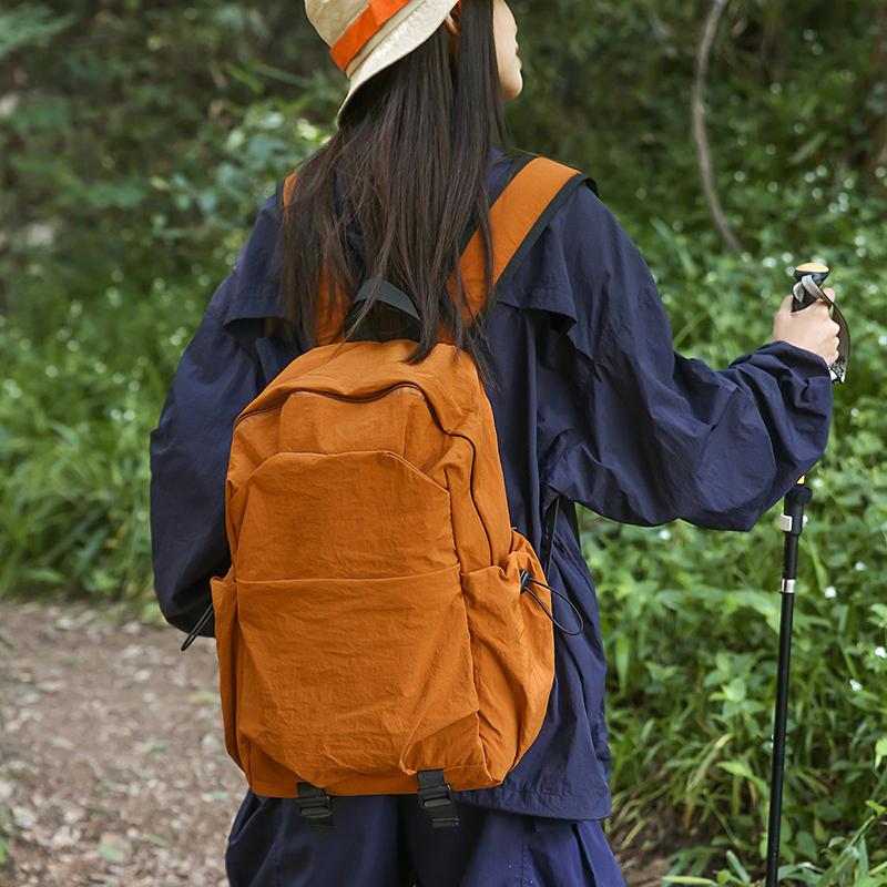 Student Solid Color Schoolbag Large Capacity Backpack