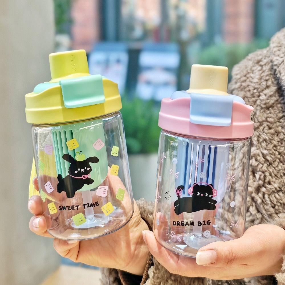

Plastic Straw Cup 600ml Water Bottle New Plastic Cup рожевий