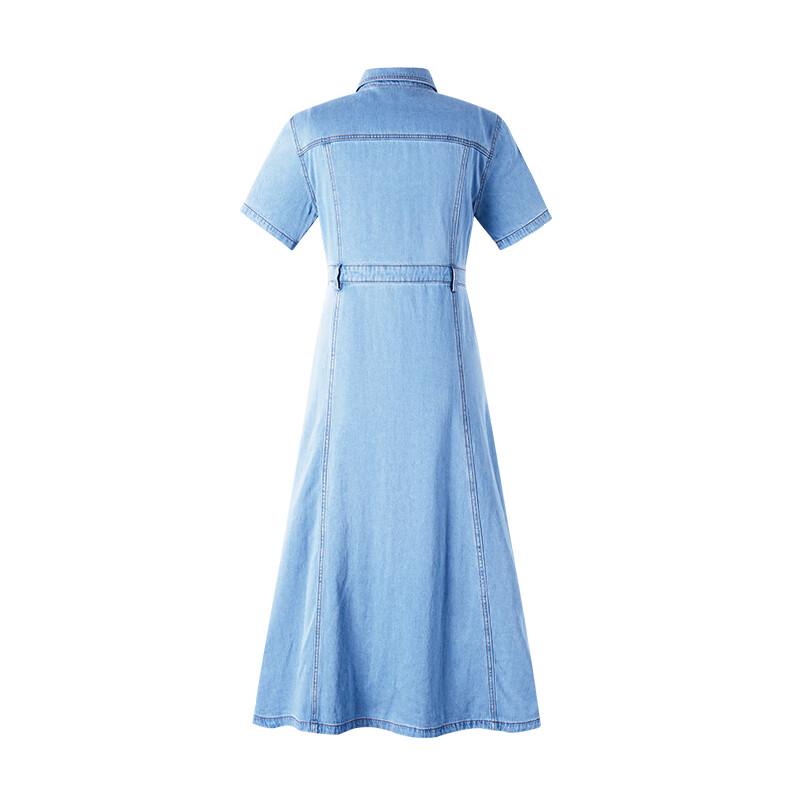 Navigare Women's Short Sleeve Casual Denim Shirt Dress