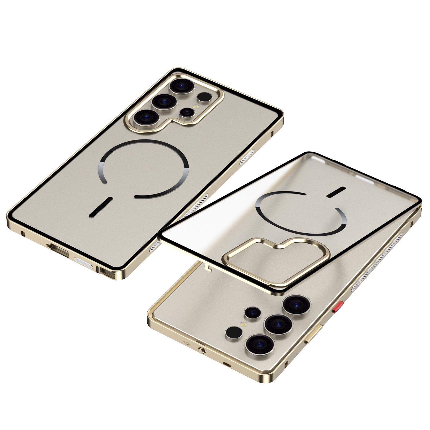 Samsung S26 Ultra Frosted Metal Frame Phone Case with Cooling Magnetic Ring - Exclusive Cross-Border Use S25/S24