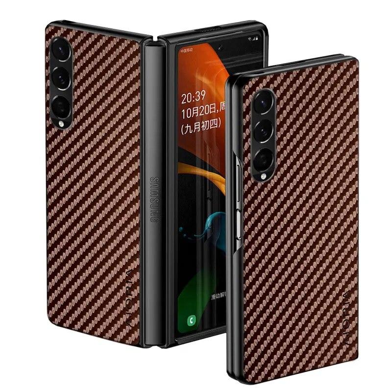 Carbon Fiber textur Telefon Fall für Samsung Galaxy Z Falten 4 3 5G Mode Design Weiche Rückseitige Abdeckung für samsung galaxy z fold4 Fall