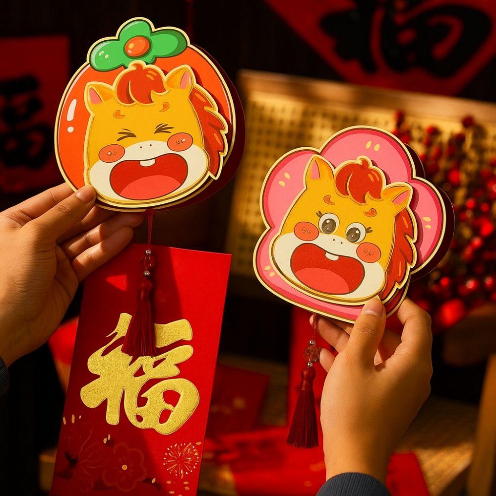 5 Card Slot Folding Red Envelopes 2026 Horse Year Lucky Red Packets Cash Envelopes  Wedding Gifts