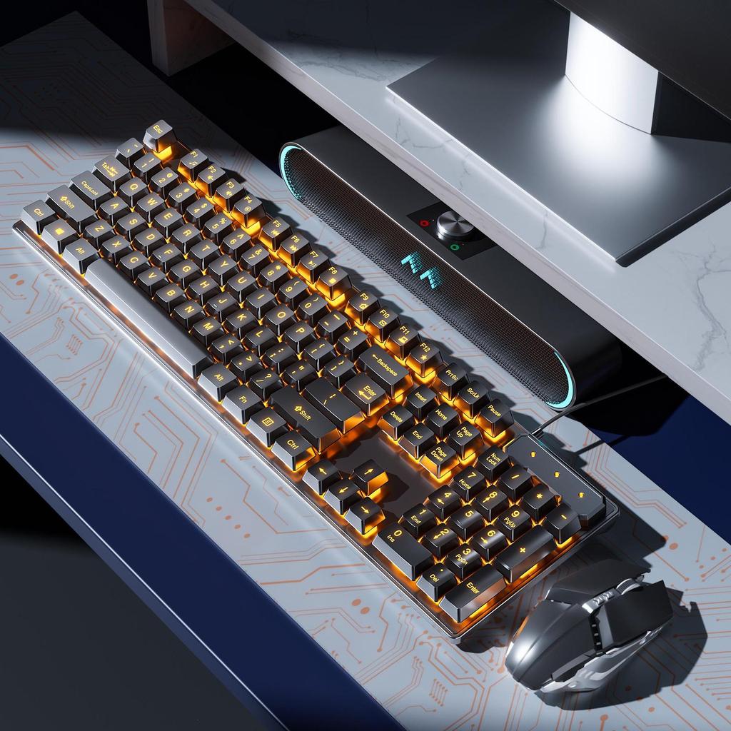 Mechanical Desktop Gaming Keyboard & Mouse Set for PC and Laptop