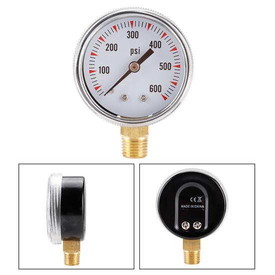 Y50 Hydraulic Pressure Gauge Multi-purpose Precise 1/4NPT 600PSI Bottom Entry Hard Oil Air Water Pressure Gauge for Air Tank