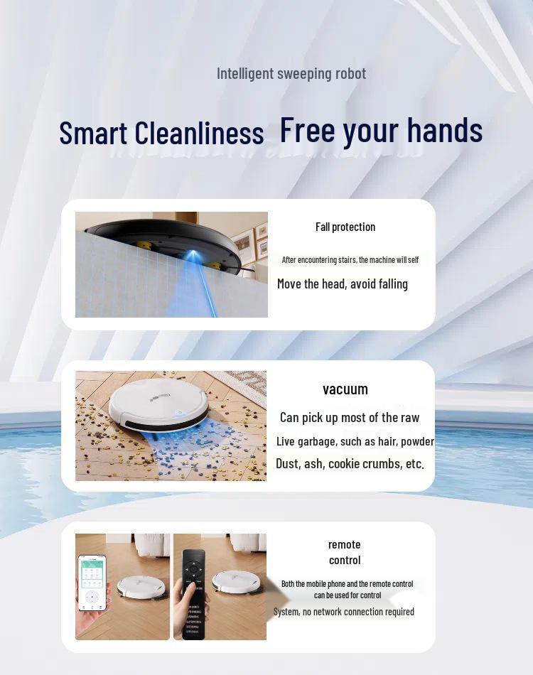 Automatic Smart Mop-Sweep Robot with Integrated Vacuum and Large Water Tank