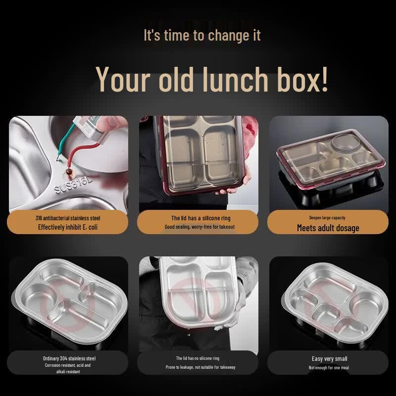 Divided Stainless Steel Leak-Proof Lunch Box