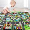 Children's City Traffic Play Mat with Small Alloy Cars - 130x100