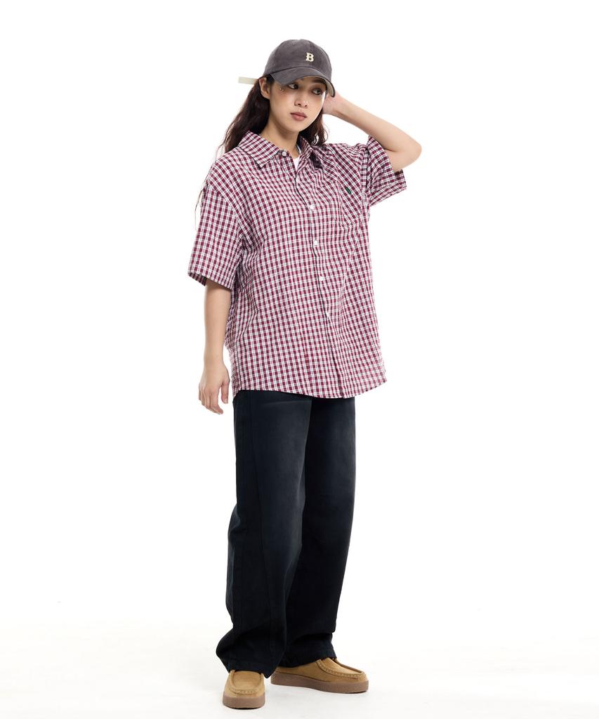 CREAM SODA LAB Front Catbrush Washed Cotton Elastic Waist Pants Black