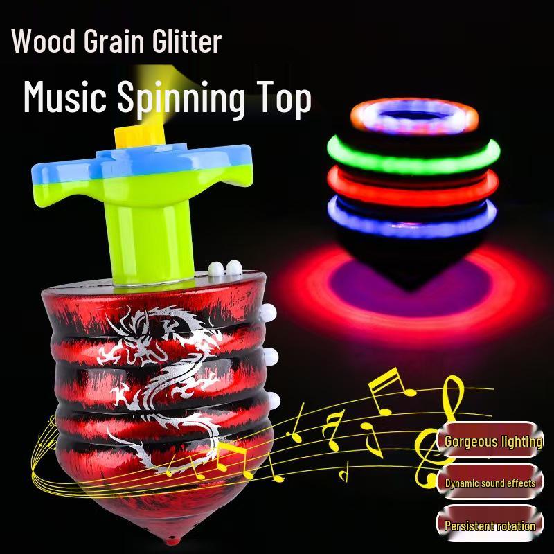 Children's Light-Up Musical Rotating UFO Toy with Cartoon Features