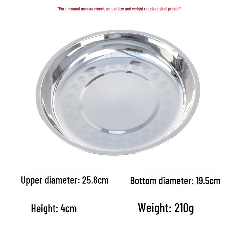 Food-Grade Stainless Steel Multi-Purpose Plate: Ideal for Soup, Dinner, Fruit, Steaming, and Household Use.