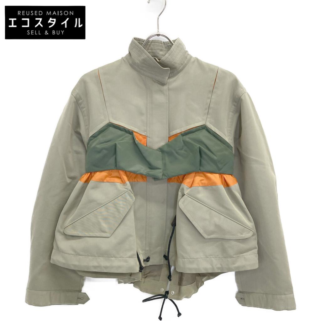 Sacai 22AW 22-06187 Khaki Cotton Gabardine Mix Blouson Jacket 1 beigeUsed
