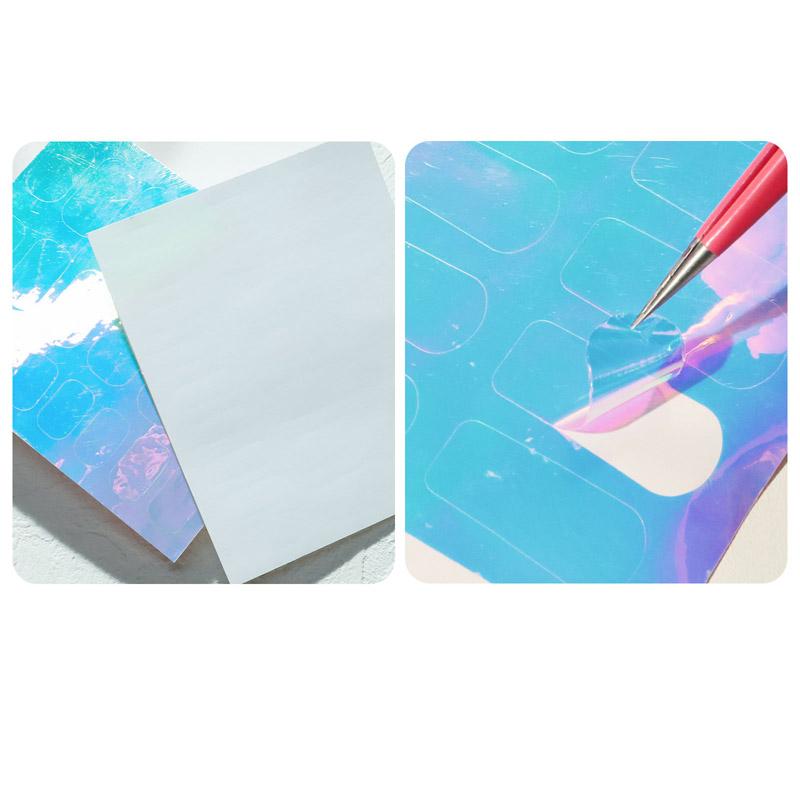 1 PC Nail Art Aurora Ice Cube Cellophane Glass Foil Film Sticker Colorful Transfer Laser Jewelry Paper Manicure Nail DIY Decoration