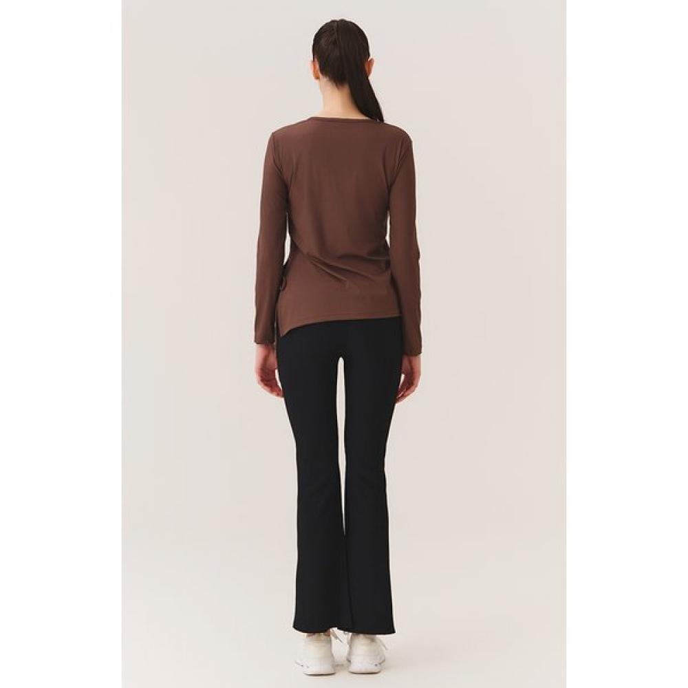 Huit Women S Collagen Modal aSymmetrical Ribbon Slit Long Sleeve Tee Htwtl5k07t