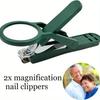 Magnifying Nail Clippers for Seniors with Cleaning Rod, 1pc, Suitable for Both Toenails And Fingernails