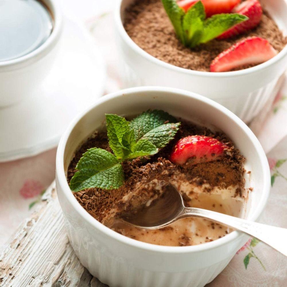 4Pcs Colorful Souffle Cups Oven Safe Fluted Porcelain Bowls Creme Brulee Dishes  Desserts