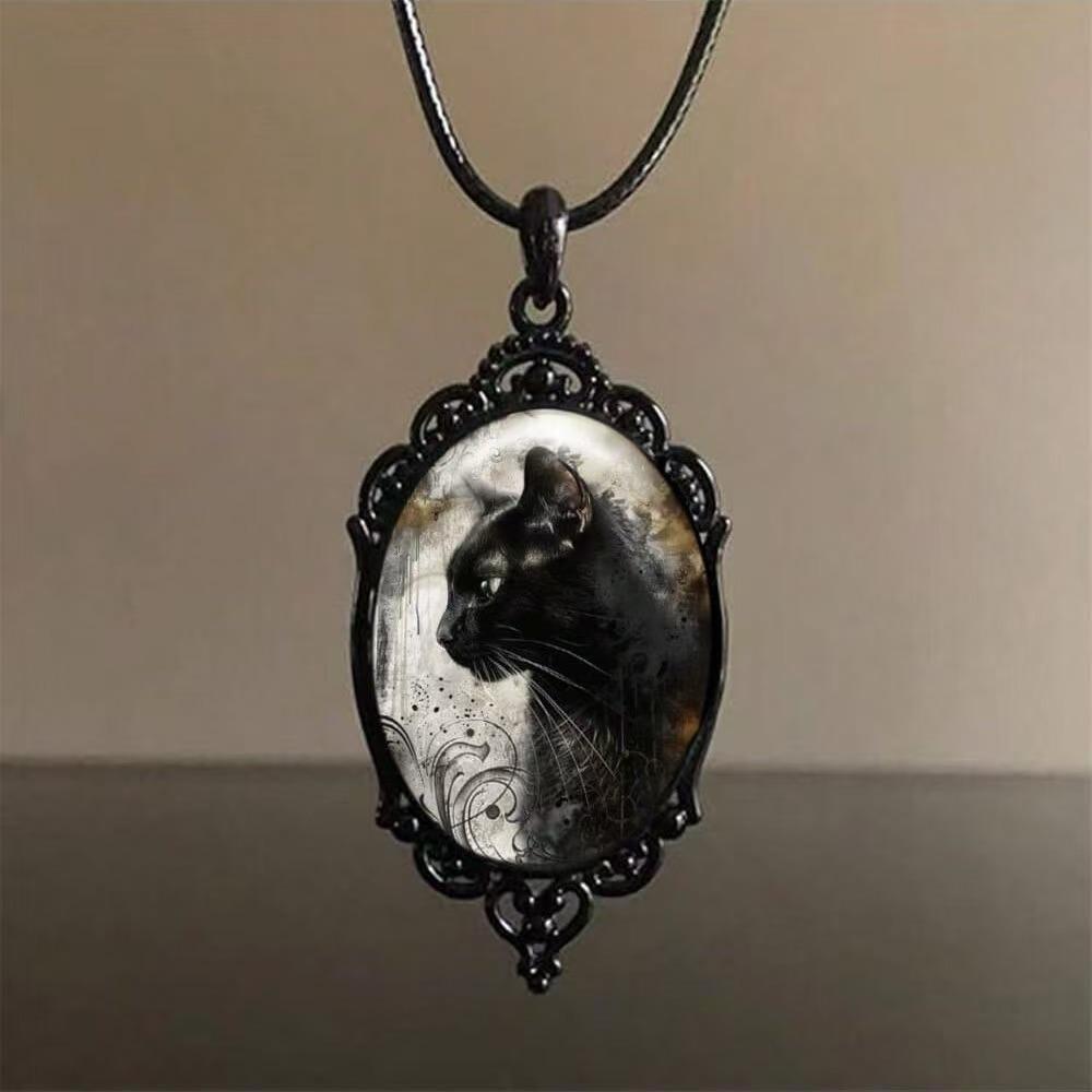 Vintage Oval Glass Alloy Pendant Necklace Jewelry