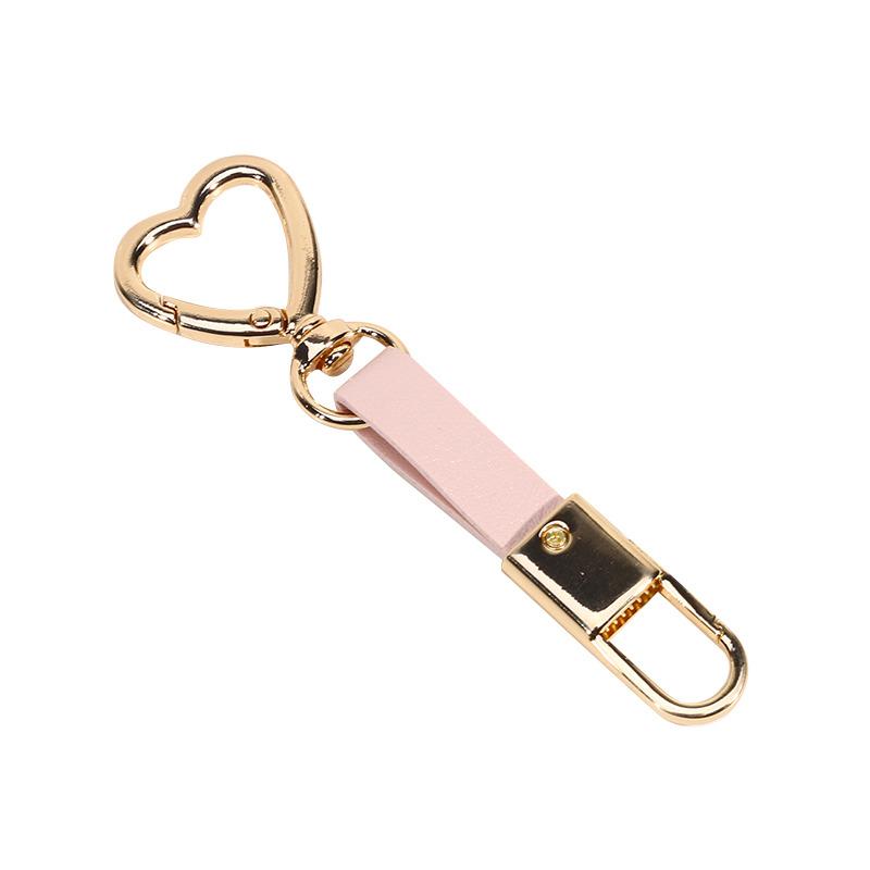 

1Pc Heart Shape Keychains Metal Leather Spring Keychain Clip Hardware Accessories for Handbag DIY Bags Keys Card Holders Crafts розовый