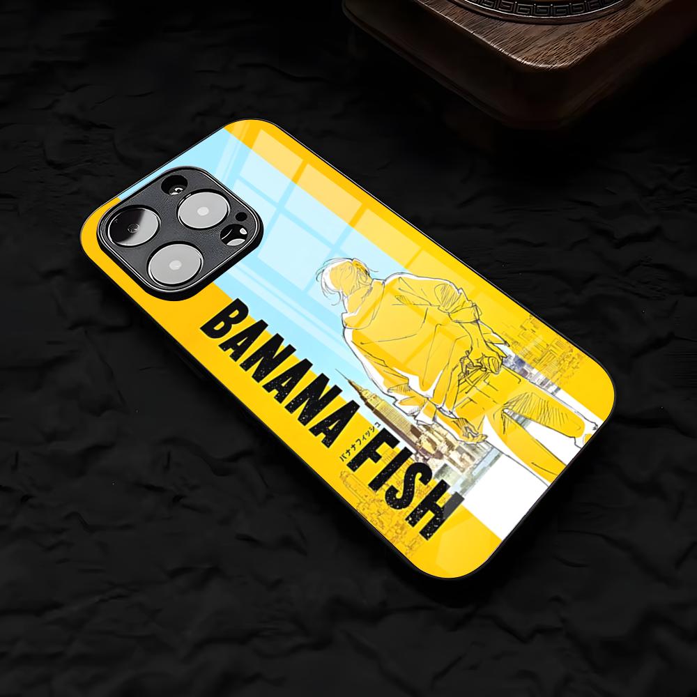 

Classic Anime BANANA FISH Phone Case For IPhone 17 Air 16 E Pro Max 15 14 13 Mini 12 Pro 11 Max Plus Black Glass Cover iPhone 13