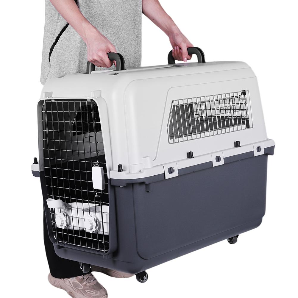 Pet Flight Carrier Airline Approved 33x216x252in Cats Rabbit Travel Cage with Handle Metal Door Heavy Duty for Puppies Kittens