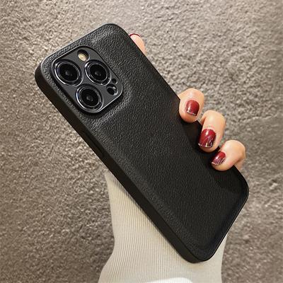 Luxury Leather Textured Square Frame Case For Iphone 13 12 11 Pro Max Mini Xr X Xs 7 8 Plus Se 2022 Shockproof Silicone Cover