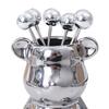 Barattolo Porta Posate da Frutta Forma di Animale Carino Portaposate da Forchetta in Ceramica con 6 Forchette da Frutta in Acciaio Inossidabile