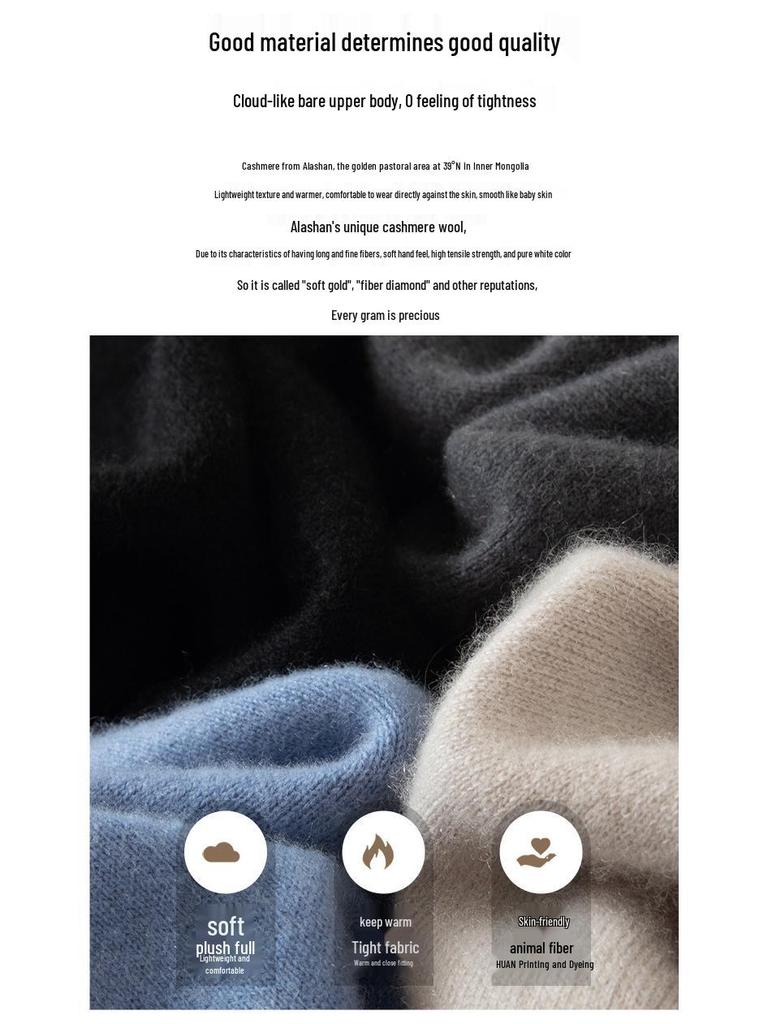 Men's Cashmere Half-High Neck Thick Knit Casual Pullover Sweater