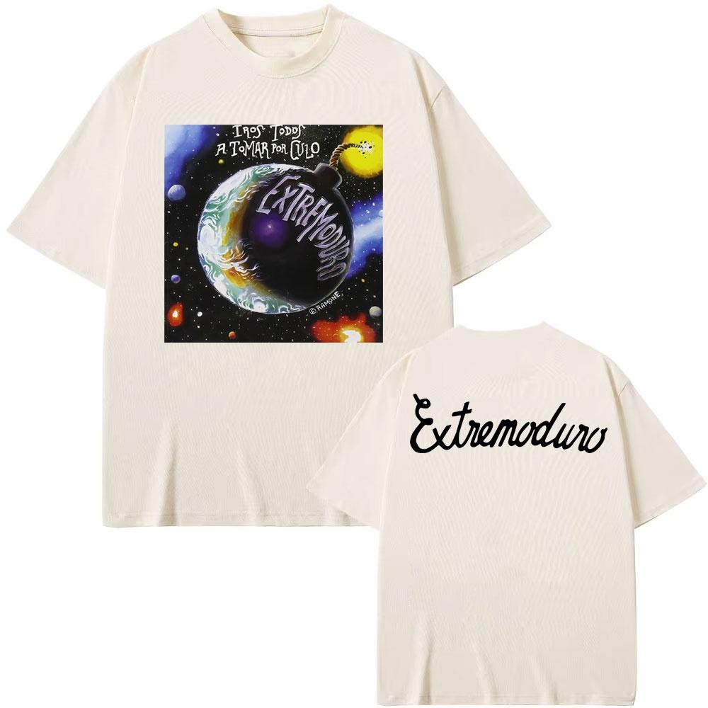 SpringSummer Graphic Rock Band Tee EXTREMODURO Tour Pattern Printed Cotton Fashion Casual Short Sleeve Round Neck Tshirt