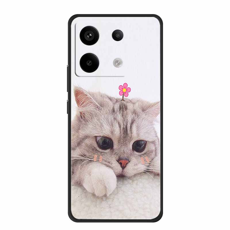 For Redmi Note 13 pro Case Pink Phone Case Fashion Silicone TPU Soft Back Cover Redmi Note 13 Pro Flower Capa 6.67" Cats Coque