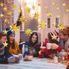Golden Christmas Garland Star Streamer 3D Stars Metallic Paper Hanging Bunting Banner Festive Holiday Decoration