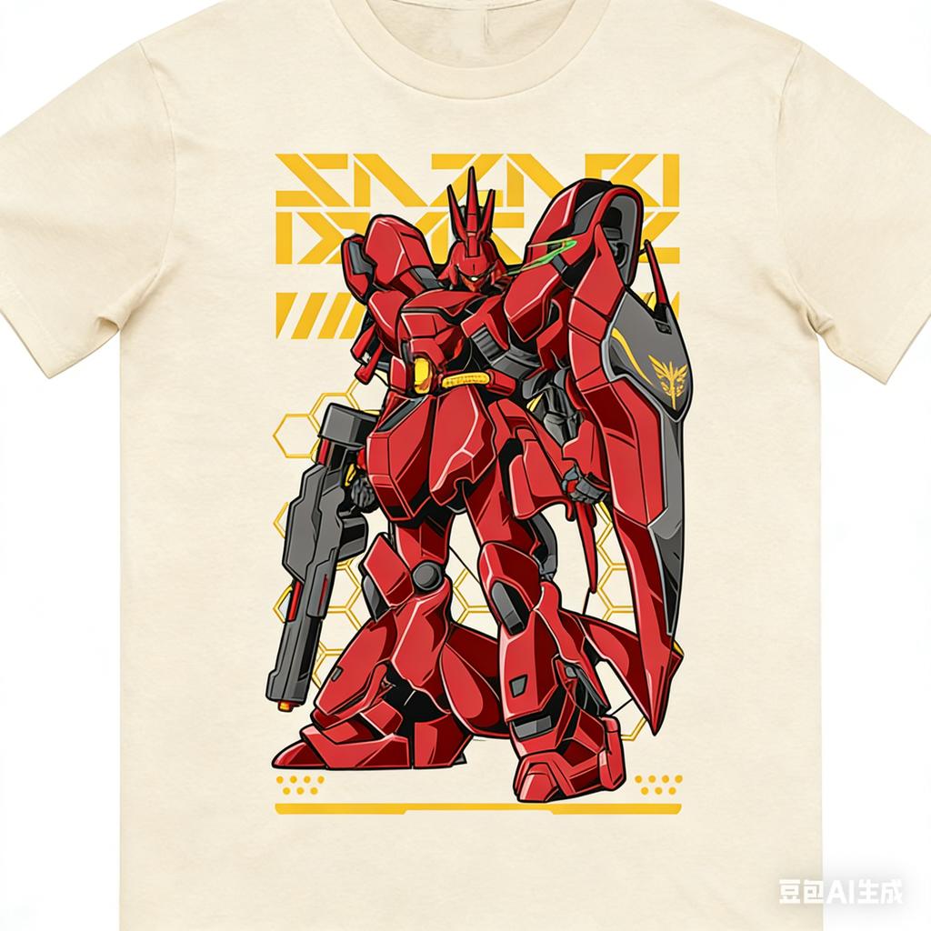 Anime GUNDAM SAZABI Printed Pure Cotton Tshirt for Men and Women SpringSummer New Collection Fashion Short Sleeved Shirt