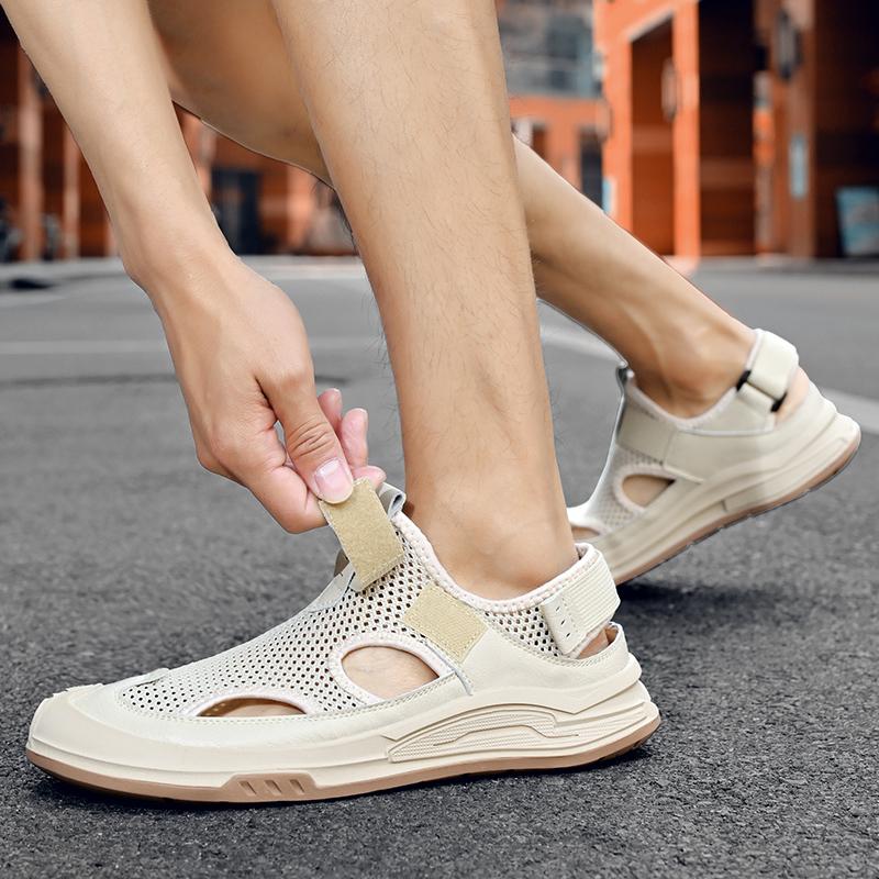 Stil clasic pentru bărbați de vară, realizate manual din plasă, sandale respirabile, pantofi casual pentru bărbați, în aer liber