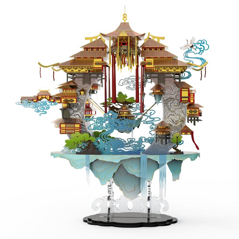 3D Metal Assembly Puzzle Model Kit of Ancient Architecture,High-Difficulty DIY Craft for Adults,Precise Laser-Cut Components