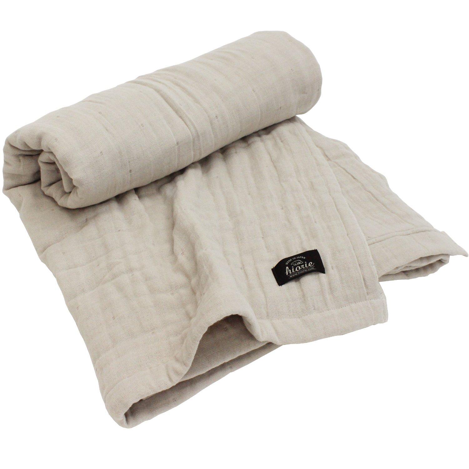 

hiorie Gauze Single Size x 200 Luxuriously Gauze Summer Perfect for Air and Ash Beige Japanese-made Blanket, (147 cm), Soft, 8-Layer Fabric, 100%