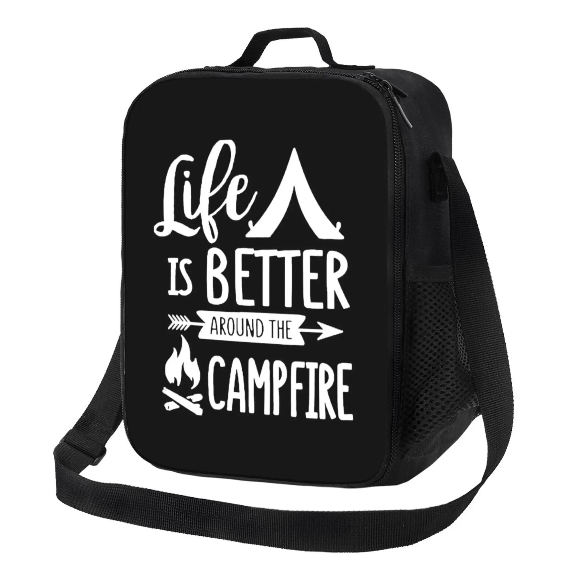

Сумка для ланча Happy Camper Insolated Camp Life, портативная термосумка Bento с регулируемым ремешком для работы, пикника, пляжа 26.5x20x11.5CM зелёный