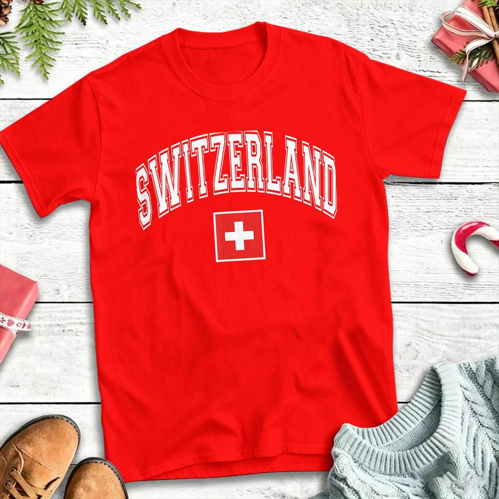Man T Shirt Switzerland Swiss Flag (2) T-Shirts Harajuku  Summer Tee Shirt Funny Cotton Clothes Gift